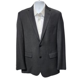 AWEARNESS Kenneth Cole Charcoal Gray Lapel 2-Button Blazer 40L